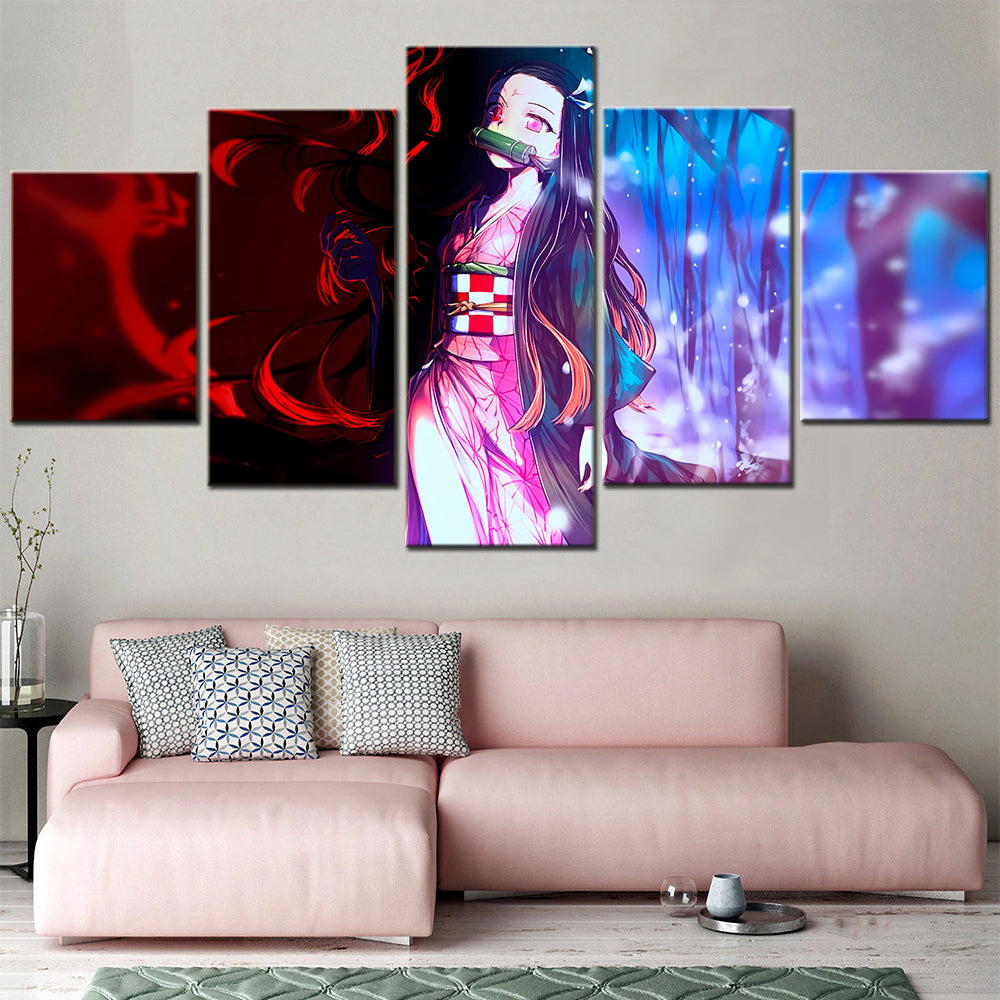 demon slayer - kimetsu no yaiba - 5 pieces wall art - nezuko kamado 5 - demon slayer poster - demon slayer wall art