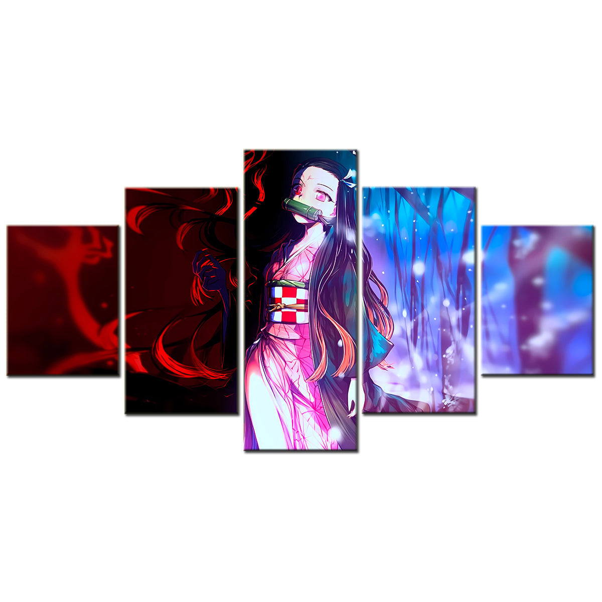 demon slayer - kimetsu no yaiba - 5 pieces wall art - nezuko kamado 5 - demon slayer poster - demon slayer wall art