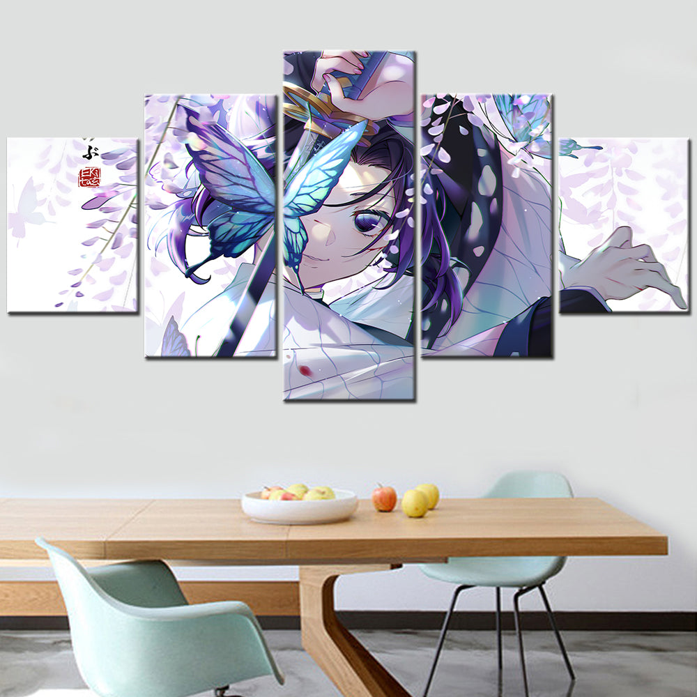 demon slayer - kimetsu no yaiba - 5 pieces wall art - shinobu kocho - demon slayer poster - demon slayer wall art