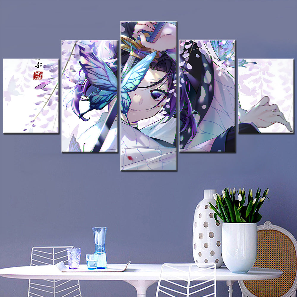 demon slayer - kimetsu no yaiba - 5 pieces wall art - shinobu kocho - demon slayer poster - demon slayer wall art