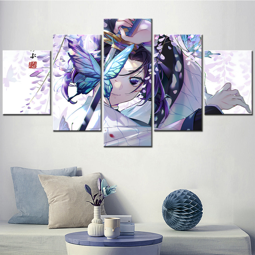 demon slayer - kimetsu no yaiba - 5 pieces wall art - shinobu kocho - demon slayer poster - demon slayer wall art
