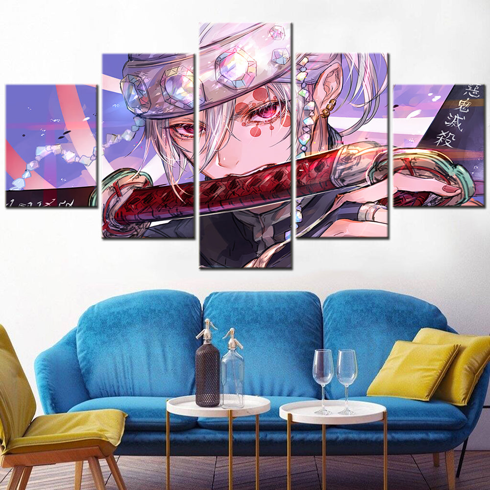 demon slayer - kimetsu no yaiba - 5 pieces wall art - tengen uzui - demon slayer poster - demon slayer wall art