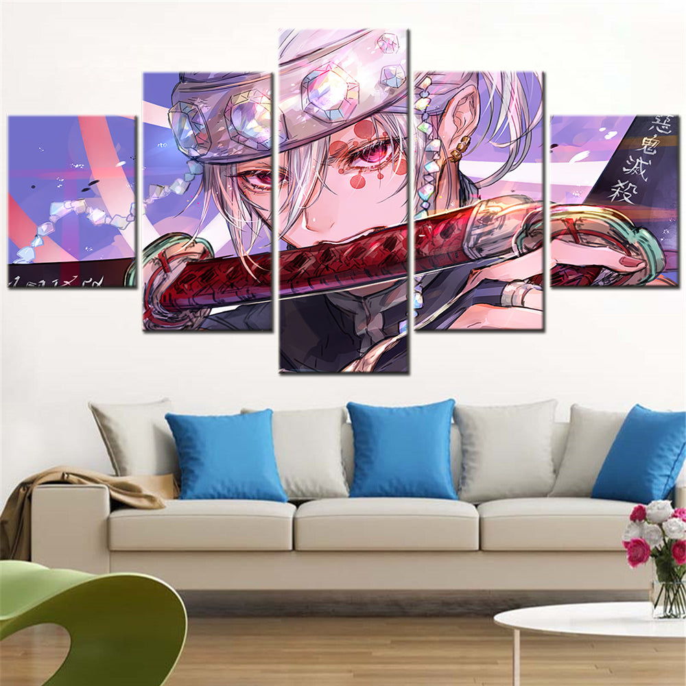 demon slayer - kimetsu no yaiba - 5 pieces wall art - tengen uzui - demon slayer poster - demon slayer wall art