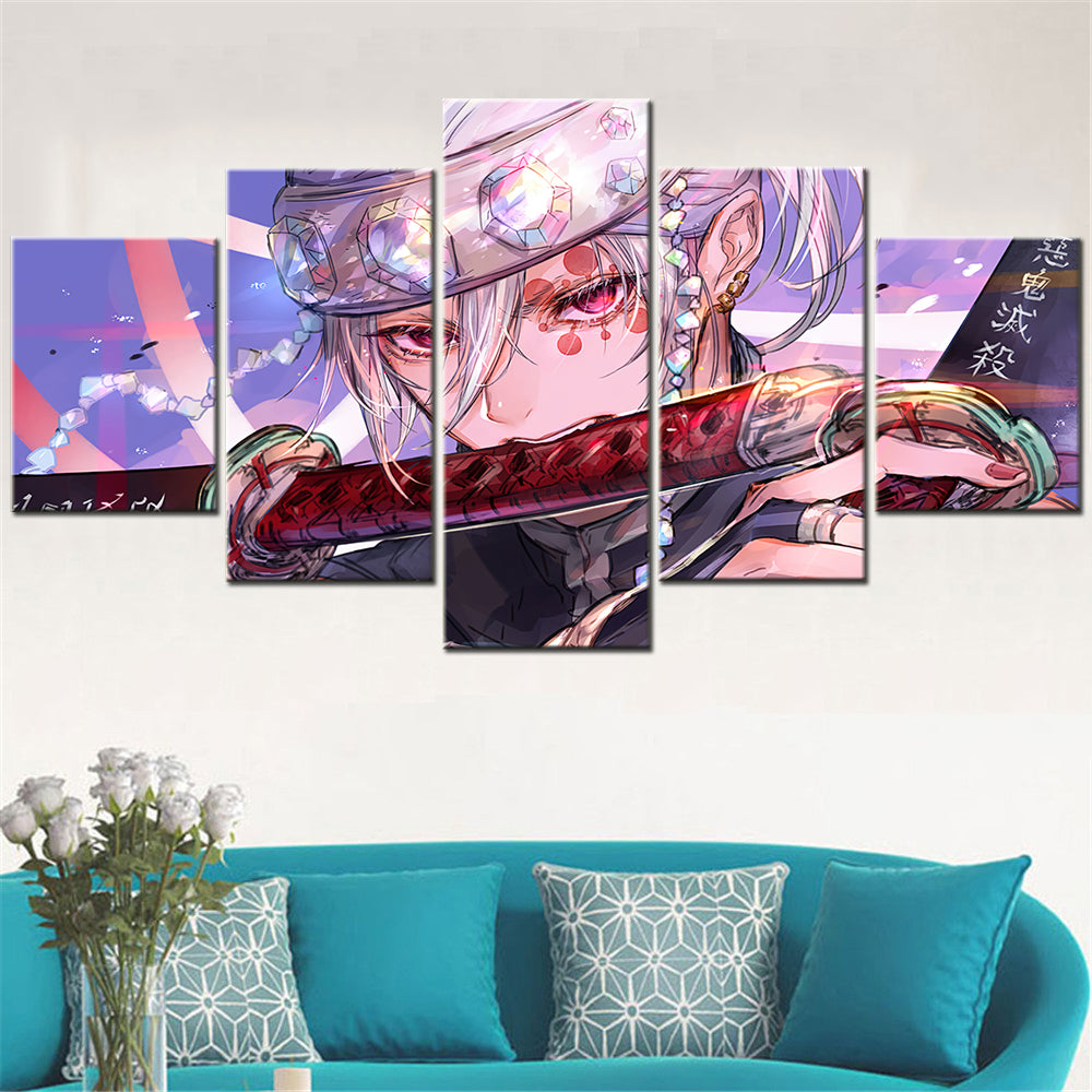 demon slayer - kimetsu no yaiba - 5 pieces wall art - tengen uzui - demon slayer poster - demon slayer wall art