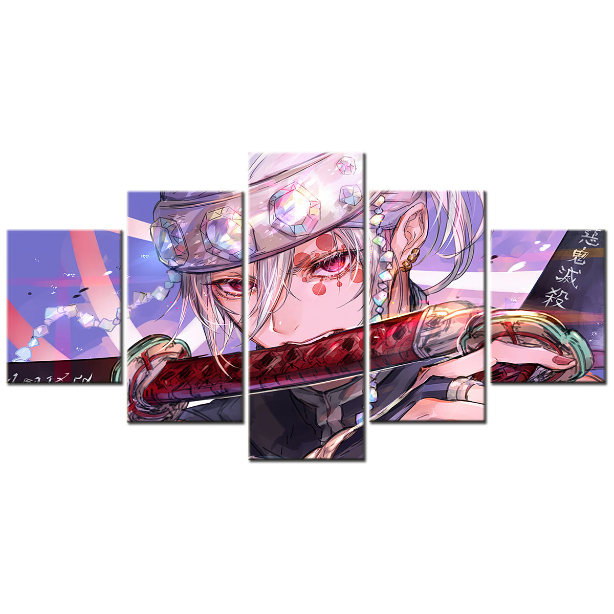 demon slayer - kimetsu no yaiba - 5 pieces wall art - tengen uzui - demon slayer poster - demon slayer wall art
