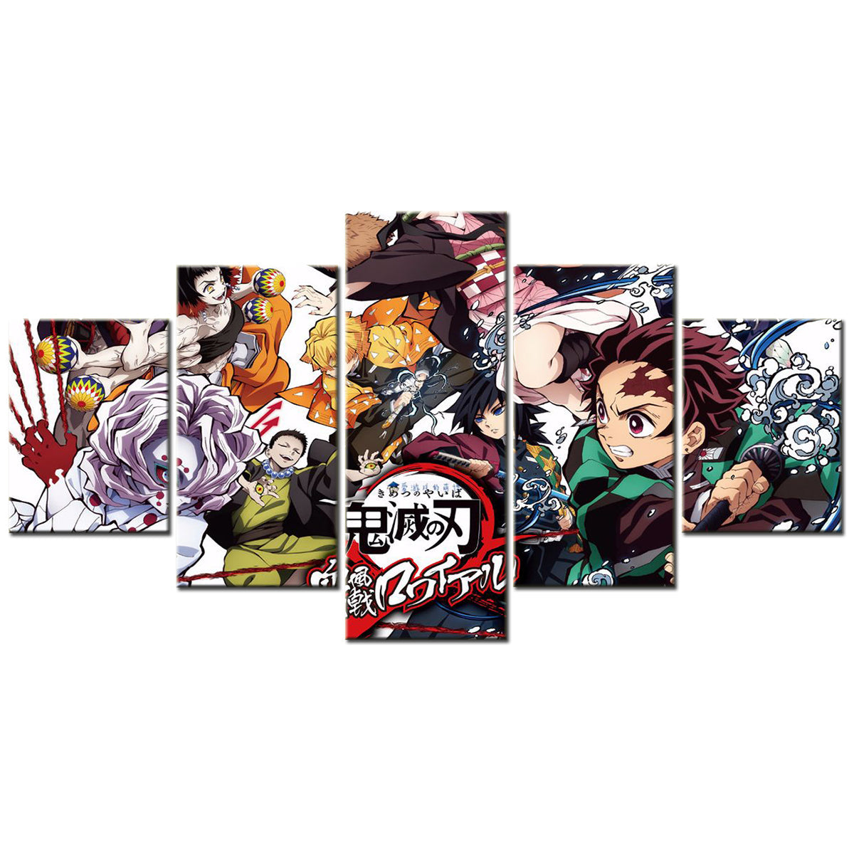 demon slayer - kimetsu no yaiba - 5 pieces wall art - tengen uzui - himejima gyoumei - zenitsu agatsuma - giyu tomioka - tanjiro kamado - demon slayer poster - demon slayer wall art