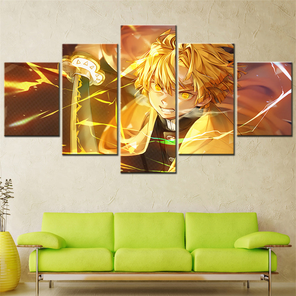 demon slayer - kimetsu no yaiba - 5 pieces wall art - zenitsu agatsuma 4 - demon slayer poster - demon slayer wall art