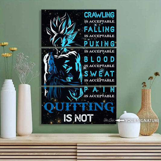 Dragon Ball - 3 Piece Wall Art - DR015 - Quitting Is Not - Goku - Super Saiyan Blue - Dragon Ball Canvas