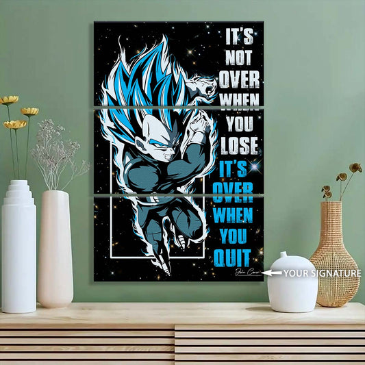 Dragon Ball - 3 Piece Wall Art - DR049 - It's Not Over When You Lose - Vegeta - Super Saiyan Blue - Dragon Ball Canvas