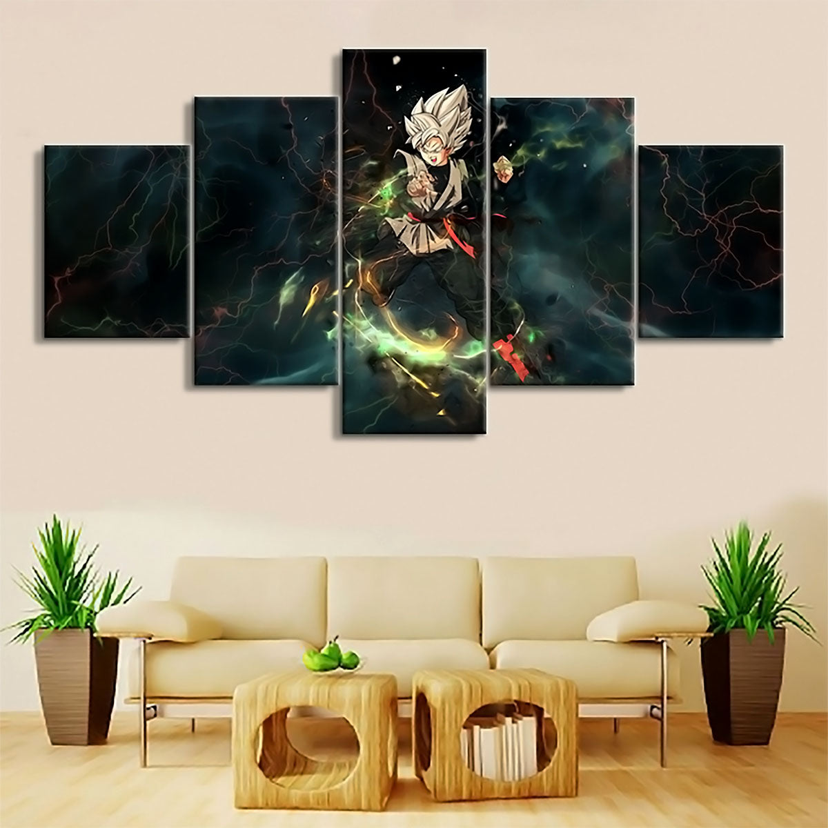 Dragon Ball - 5 Pieces Wall Art - Black Goku - Printed Wall Pictures Home Decor - Dragon Ball Poster - Dragon Ball Canvas