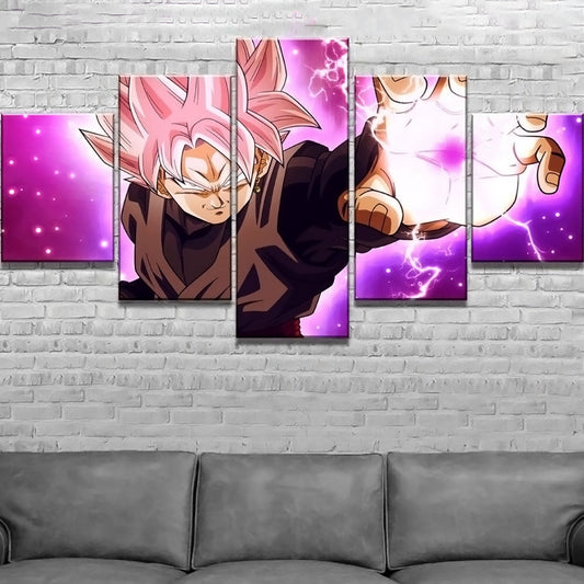 Dragon Ball - 5 Pieces Wall Art - Black Goku - Super Saiyan Rose - Printed Wall Pictures Home Decor - Dragon Ball Poster - Dragon Ball Canvas