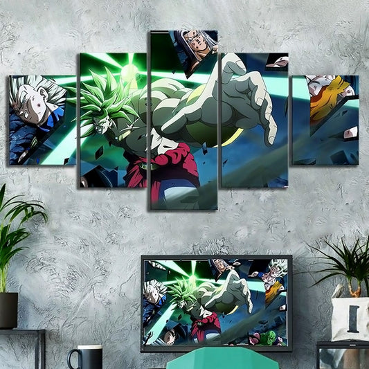Dragon Ball - 5 Pieces Wall Art - Broly - Goku - Vegeta - Trunk - Super Saiyan - Printed Wall Pictures Home Decor - Dragon Ball Poster - Dragon Ball Canvas