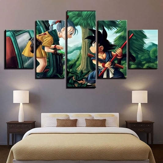 Dragon Ball - 5 Pieces Wall Art - Bulma - Kid Goku - Printed Wall Pictures Home Decor - Dragon Ball Poster - Dragon Ball Canvas