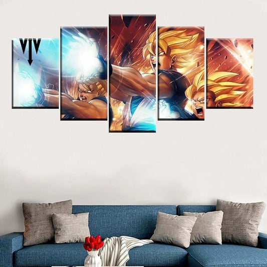 Dragon Ball - 5 Pieces Wall Art - Goku - Gohan - Goten - Super Saiyan - Printed Wall Pictures Home Decor - Dragon Ball Poster - Dragon Ball Canvas