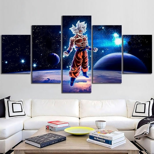 Dragon Ball - 5 Pieces Wall Art - Mastered Ultra Instinct Goku - Printed Wall Pictures Home Decor - Dragon Ball Poster - Dragon Ball Canvas