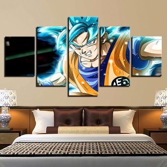 Dragon Ball - 5 Pieces Wall Art - Mastered Ultra Instinct Goku - Printed Wall Pictures Home Decor - Dragon Ball Poster - Dragon Ball Canvas