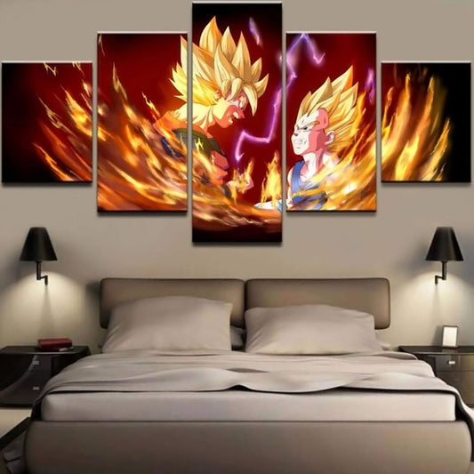 Dragon Ball - 5 Pieces Wall Art - Goku - Vegeta - Super Saiyan - Printed Wall Pictures Home Decor - Dragon Ball Poster - Dragon Ball Canvas