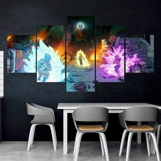 Dragon Ball - 5 Pieces Wall Art - Goku - Vegeta - Trunk - Fusion Zamasu - Printed Wall Pictures Home Decor - Dragon Ball Poster - Dragon Ball Canvas