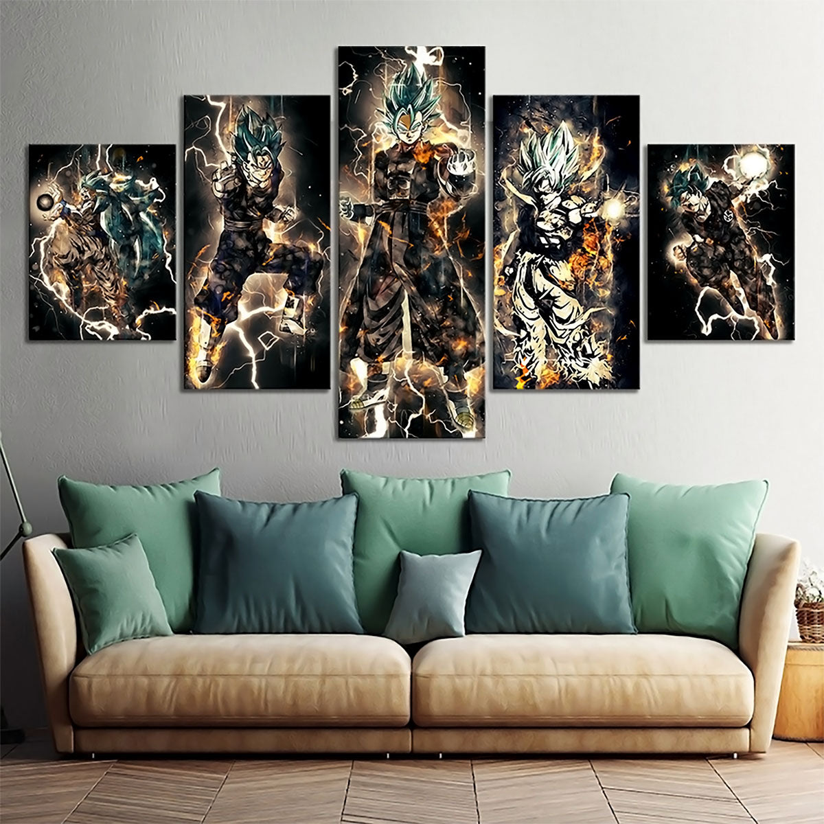 Dragon Ball - 5 Pieces Wall Art - Goku - Vegeto - Super Saiyan - Printed Wall Pictures Home Decor - Dragon Ball Poster - Dragon Ball Canvas
