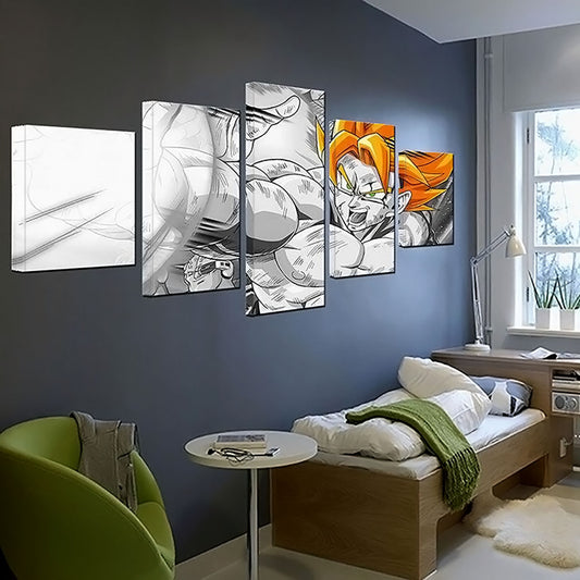 Dragon Ball - 5 Pieces Wall Art - Goku - Super Saiyan - Printed Wall Pictures Home Decor - Dragon Ball Poster - Dragon Ball Canvas
