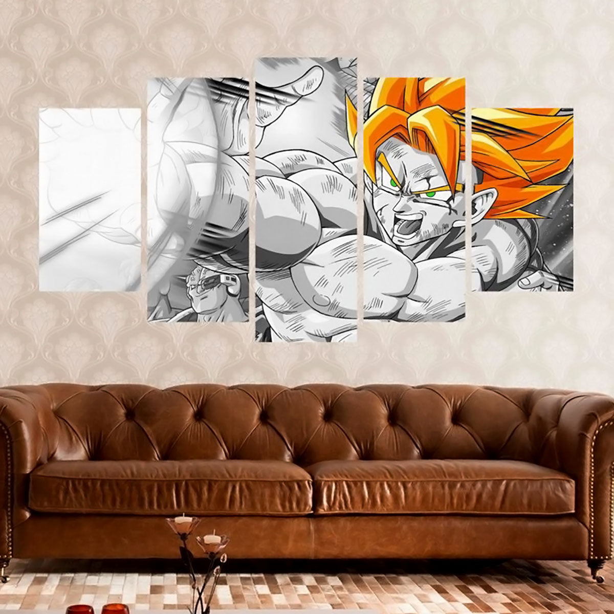 Dragon Ball - 5 Pieces Wall Art - Goku - Super Saiyan - Printed Wall Pictures Home Decor - Dragon Ball Poster - Dragon Ball Canvas