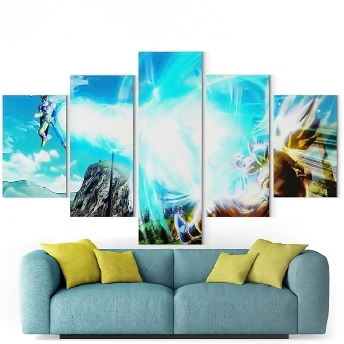 Dragon Ball - 5 Pieces Wall Art - Cell Vs Goku Super Saiyan - Printed Wall Pictures Home Decor - Dragon Ball Poster - Dragon Ball Canvas