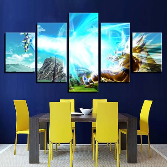 Dragon Ball - 5 Pieces Wall Art - Cell Vs Goku Super Saiyan - Printed Wall Pictures Home Decor - Dragon Ball Poster - Dragon Ball Canvas