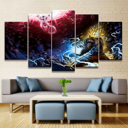 Dragon Ball - 5 Pieces Wall Art - Goku And Frieza In Namek - Printed Wall Pictures Home Decor - Dragon Ball Poster - Dragon Ball Canvas