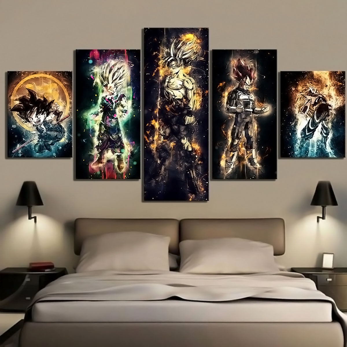 Dragon Ball - 5 Pieces Wall Art - Kid Goku - Goku - Vegeta - Gohan - Printed Wall Pictures Home Decor - Dragon Ball Poster - Dragon Ball Canvas