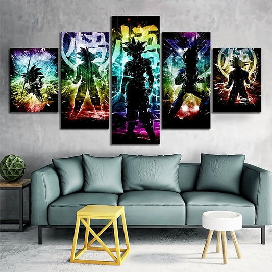 Dragon Ball - 5 Pieces Wall Art - Goku - Vegeta - Kid Goku - Printed Wall Pictures Home Decor - Dragon Ball Poster - Dragon Ball Canvas