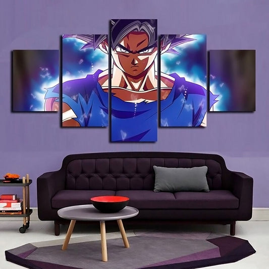 Dragon Ball - 5 Pieces Wall Art - Mastered Ultra Instinct Goku - Printed Wall Pictures Home Decor - Dragon Ball Poster - Dragon Ball Canvas