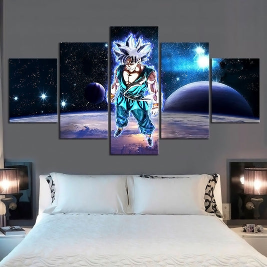 Dragon Ball - 5 Pieces Wall Art - Mastered Ultra Instinct Goku - Printed Wall Pictures Home Decor - Dragon Ball Poster - Dragon Ball Canvas