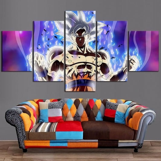 Dragon Ball - 5 Pieces Wall Art - Mastered Ultra Instinct Goku - Printed Wall Pictures Home Decor - Dragon Ball Poster - Dragon Ball Canvas