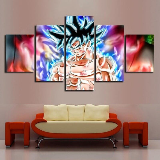 Dragon Ball - 5 Pieces Wall Art - Mastered Ultra Instinct Goku - Printed Wall Pictures Home Decor - Dragon Ball Poster - Dragon Ball Canvas