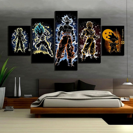 Dragon Ball - 5 Pieces Wall Art - Trunk - Vegeta - Goku - Gohan - Goten - Printed Wall Pictures Home Decor - Dragon Ball Poster - Dragon Ball Canvas