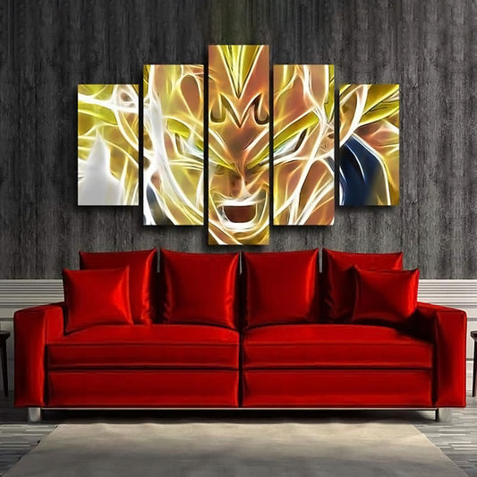 Dragon Ball - 5 Pieces Wall Art - Super Saiyan Vegeta - Printed Wall Pictures Home Decor - Dragon Ball Poster - Dragon Ball Canvas