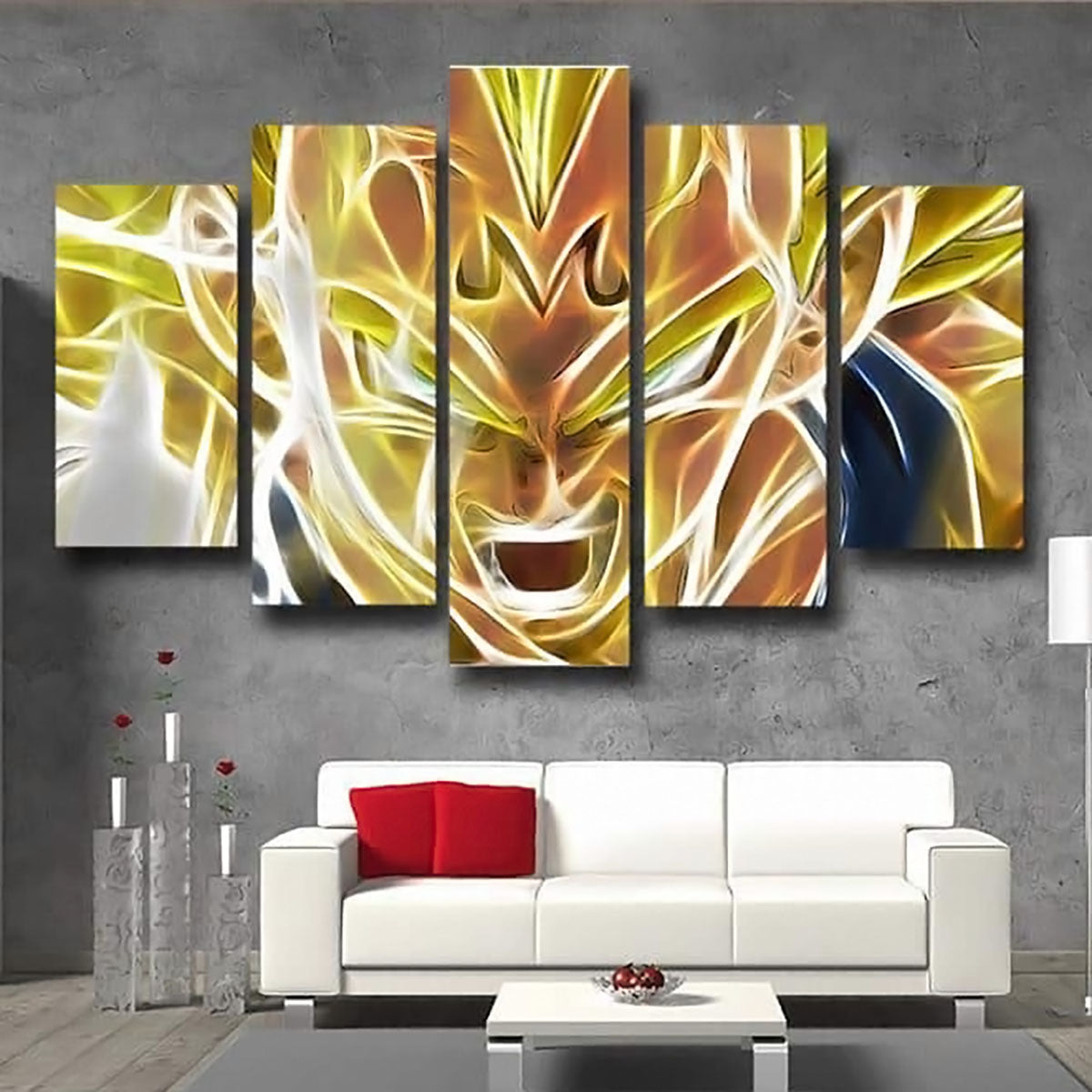 Dragon Ball - 5 Pieces Wall Art - Super Saiyan Vegeta - Printed Wall Pictures Home Decor - Dragon Ball Poster - Dragon Ball Canvas