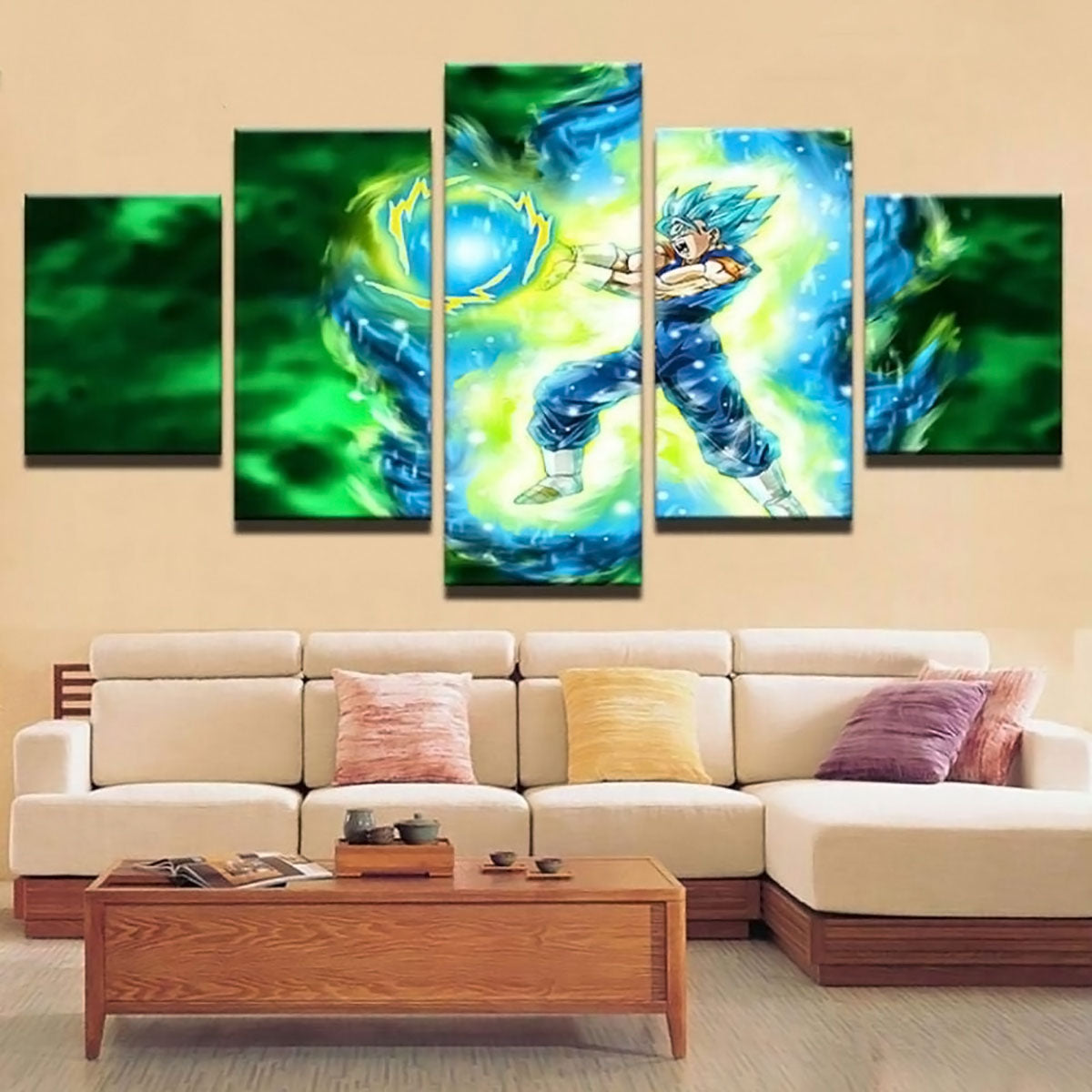Dragon Ball - 5 Pieces Wall Art - Super Saiyan Blue - Printed Wall Pictures Home Decor - Dragon Ball Poster - Dragon Ball Canvas