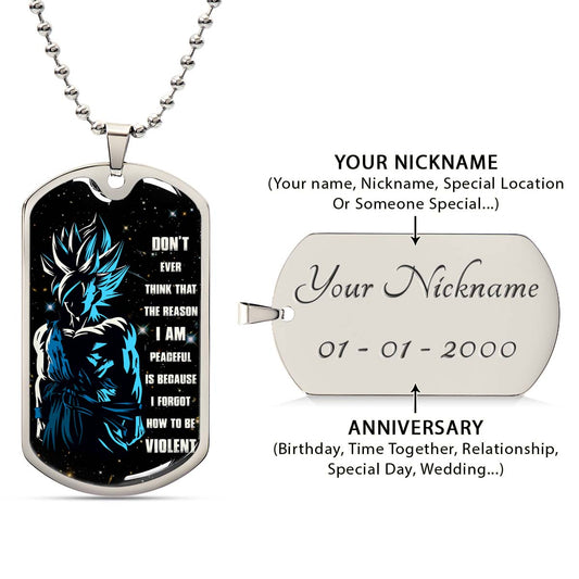 Dragon Ball - DRDL009 - Don't Ever Think That The Reason - Goku - Supper Saiyan Blue - Dragon Ball Dog Tag - Military Ball Chain - Luxury Dog Tag
