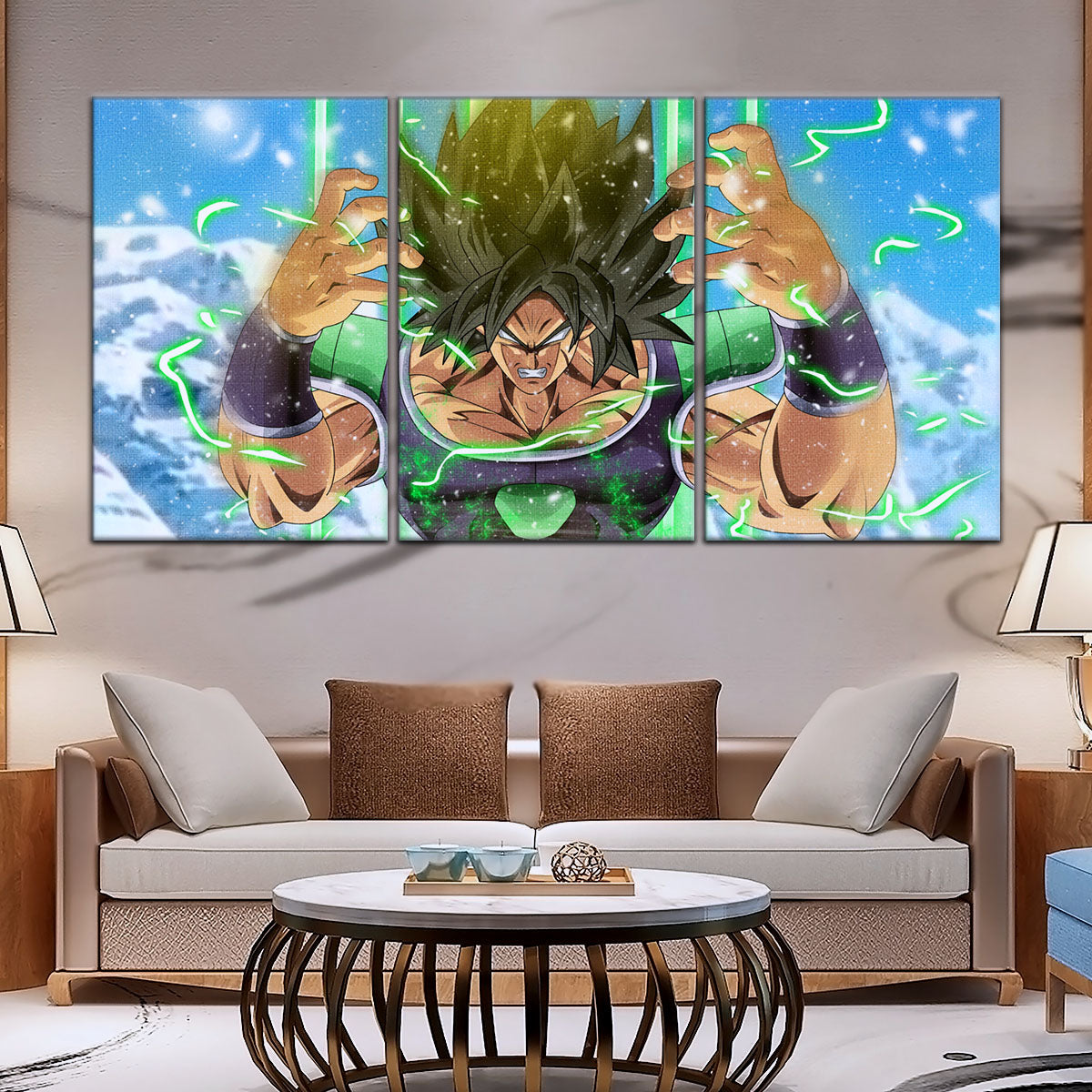 Dragon Ball Super Broly Unleashed Canvas Wall Art - 5 Piece Split Panel DBZ Anime Poster - Framed Ready to Hang Living Room Man Cave Decor - DR5016