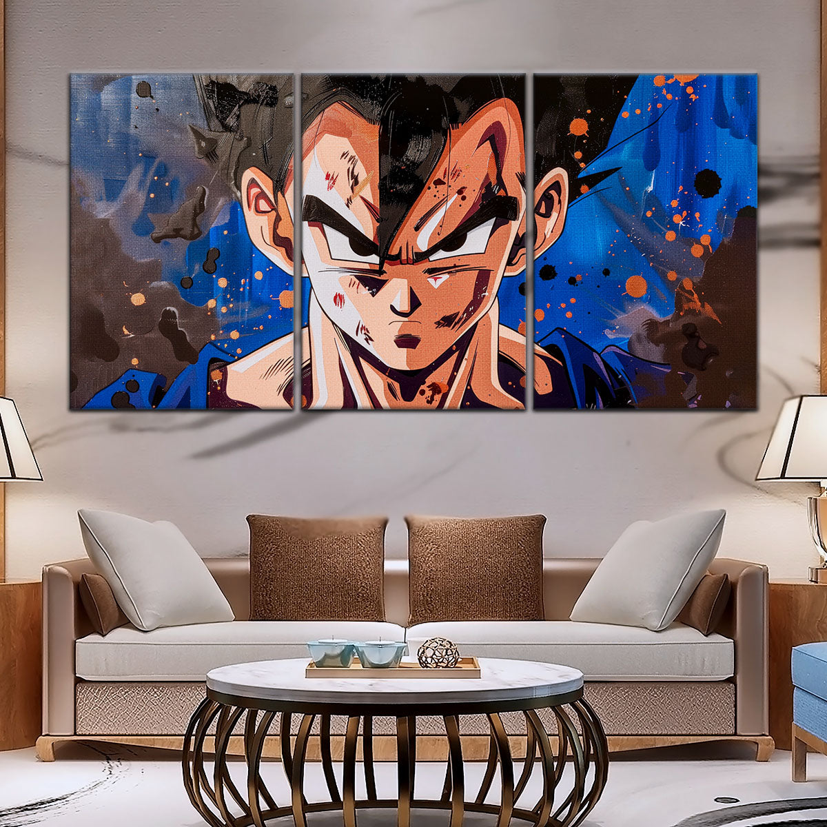 Dragon Ball Super Hero Gohan Canvas Wall Art - 5 Piece Split Panel DBZ Anime Poster - Framed Ready to Hang Living Room Man Cave Decor - DR5029