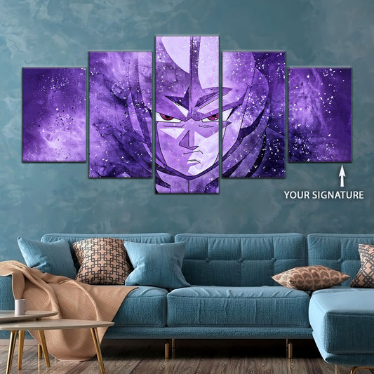 Dragon Ball Super Hit Awakens Canvas Wall Art - 5 Piece Split Panel DBZ Anime Poster - Framed Ready to Hang Living Room Man Cave Decor - DR5084