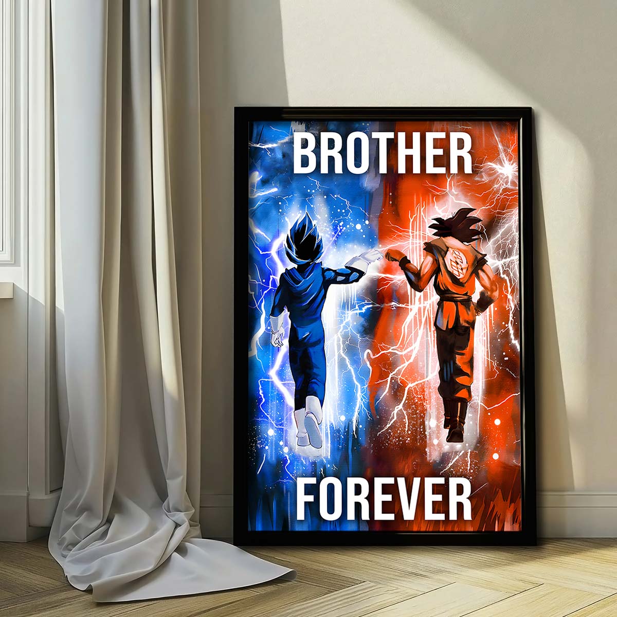 dragon ball wall art - dragon ball poster - dragon ball canvas - brother forever - goku - vegeta - dr073 - vertical poster - vertical canvas
