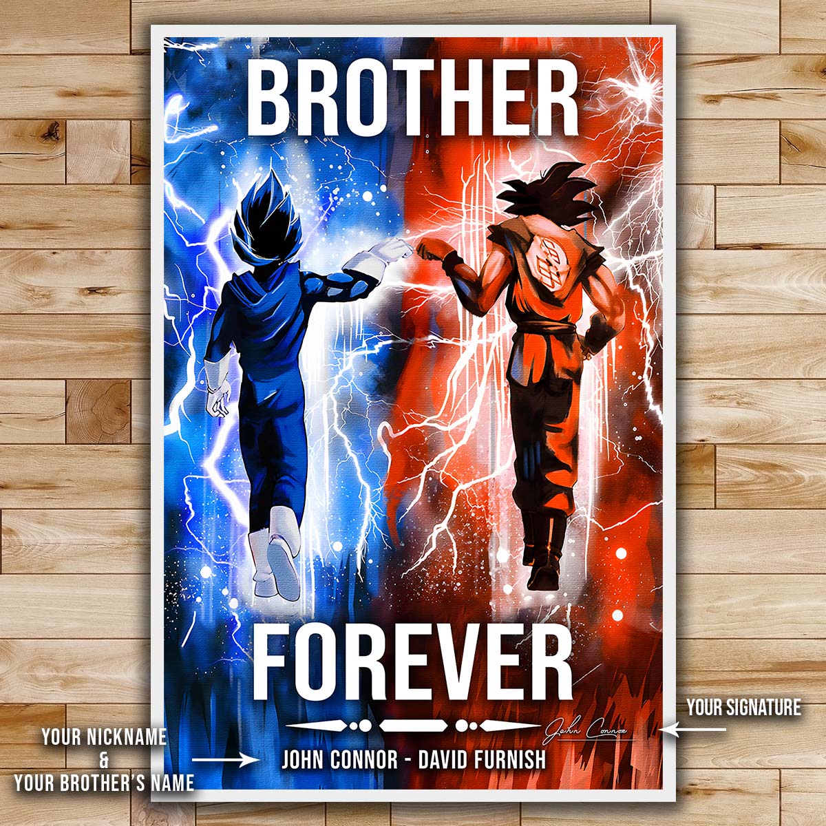 dragon ball wall art - dragon ball poster - dragon ball canvas - brother forever - goku - vegeta - dr073 - vertical poster - vertical canvas