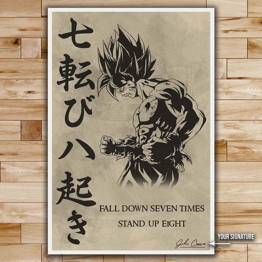 Dragon Ball Wall Art - Dragon Ball Poster - Dragon Ball Canvas - Fall Down Seven Times Stand Up Eight - Goku - DR011 - Vertical Poster - Vertical Canvas