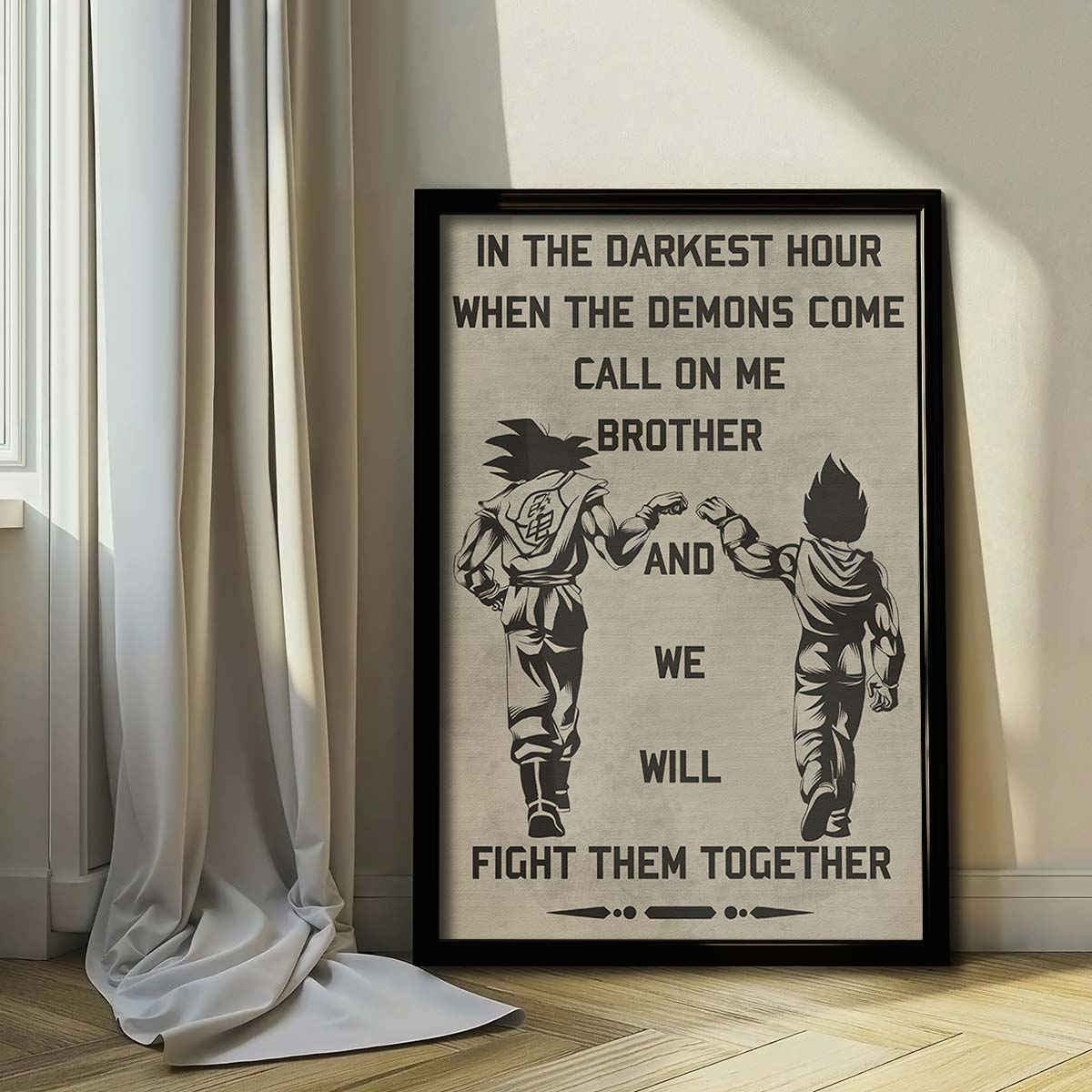 Dragon Ball Wall Art - Dragon Ball Poster - Dragon Ball Canvas - In The Darkest Hour - Call On Me Brother - Goku - Vegeta - DR040 - Vertical Poster - Vertical Canvas