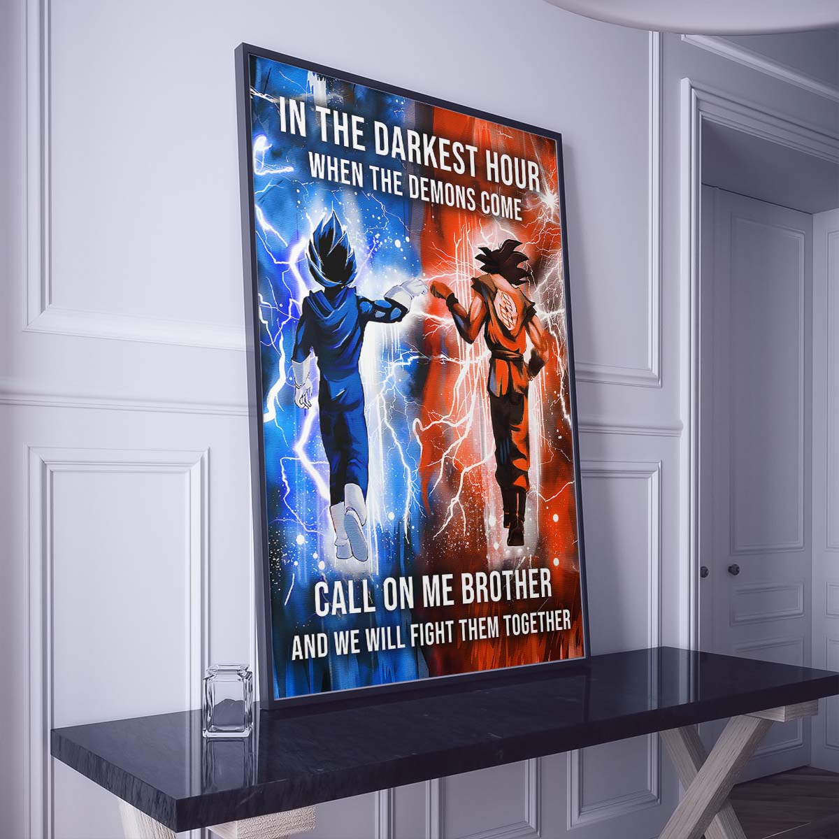 Dragon Ball Wall Art - Dragon Ball Poster - Dragon Ball Canvas - In The Darkest Hour - Call On Me Brother - Goku - Vegeta - DR072 - Vertical Poster - Vertical Canvas