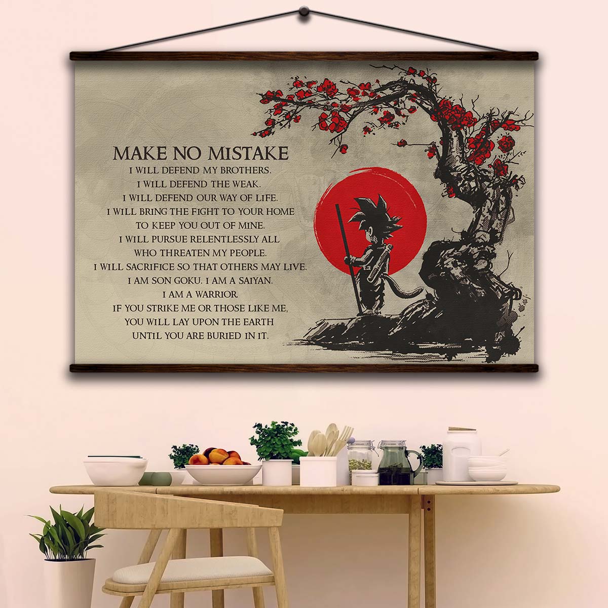 dragon ball wall art - dragon ball poster - dragon ball canvas - make no mistake - goku - dr022 - horizontal canvas - horizontal poster