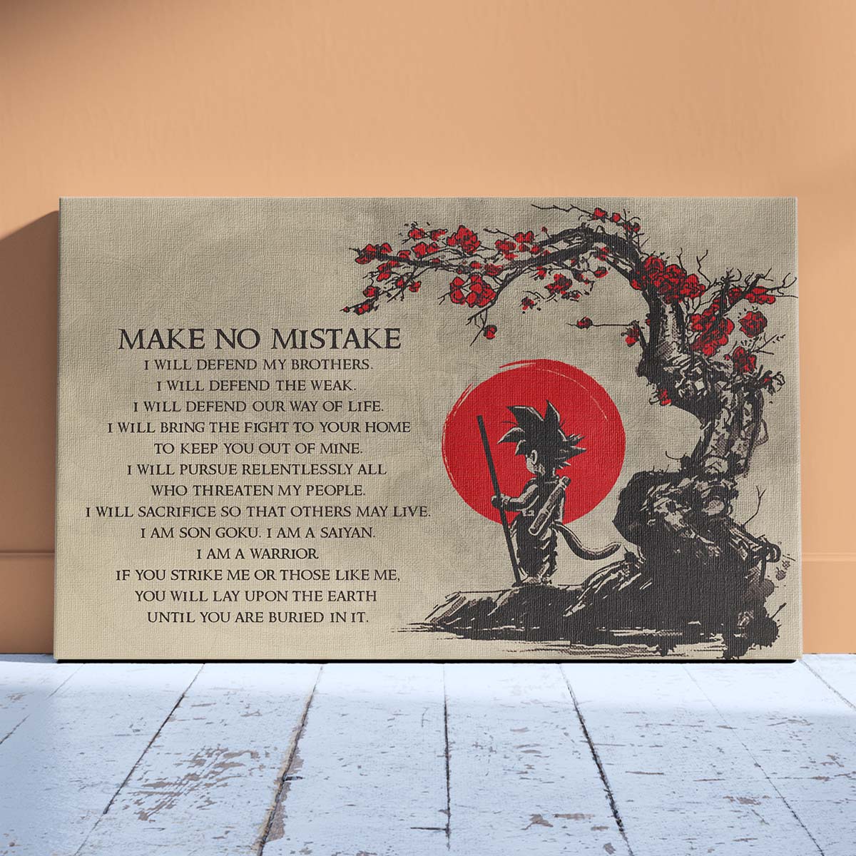 dragon ball wall art - dragon ball poster - dragon ball canvas - make no mistake - goku - dr022 - horizontal canvas - horizontal poster
