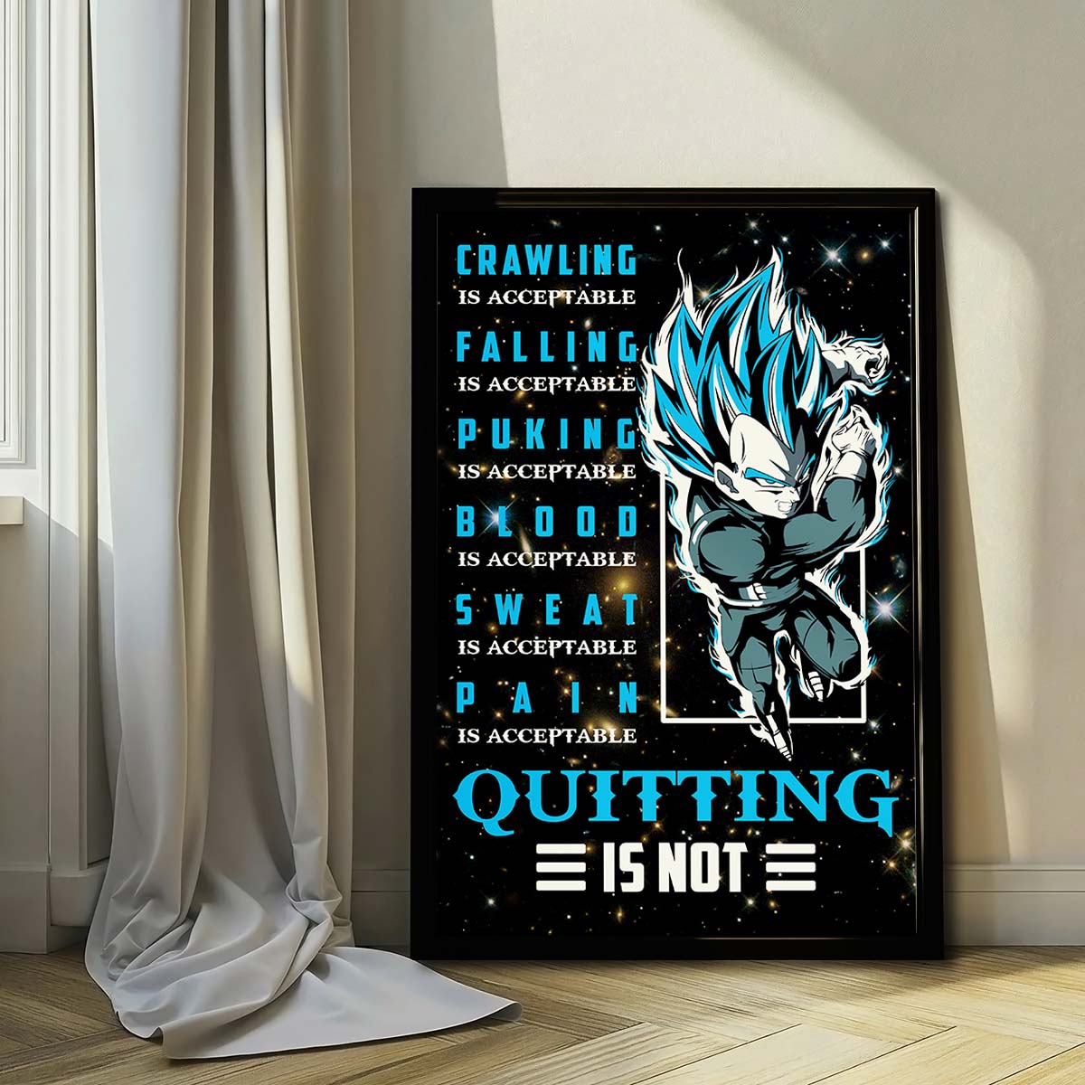 Dragon Ball Wall Art - Dragon Ball Poster - Dragon Ball Canvas - Quitting Is Not - Vegeta - Super Saiyan Blue - DR056 - Vertical Poster - Vertical Canvas
